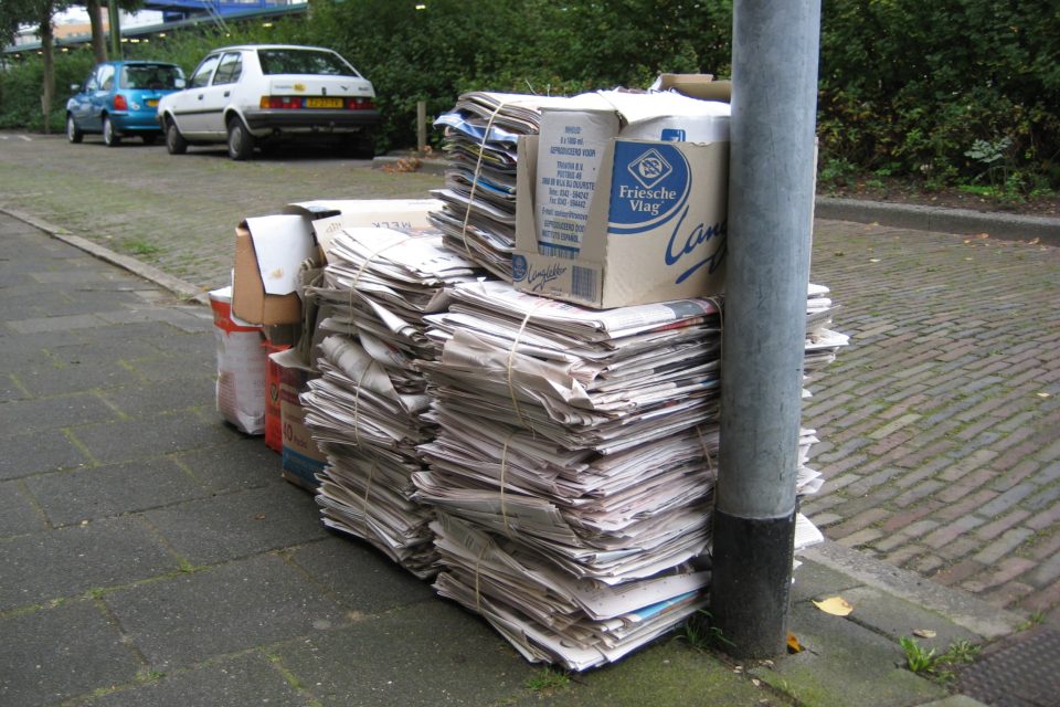 Waste paper waiting to be collected